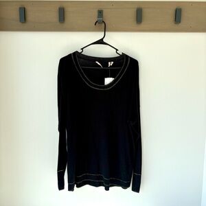 Soft Surroundings Black Gold Stitch light weight modal Sweater | Size M | NWT